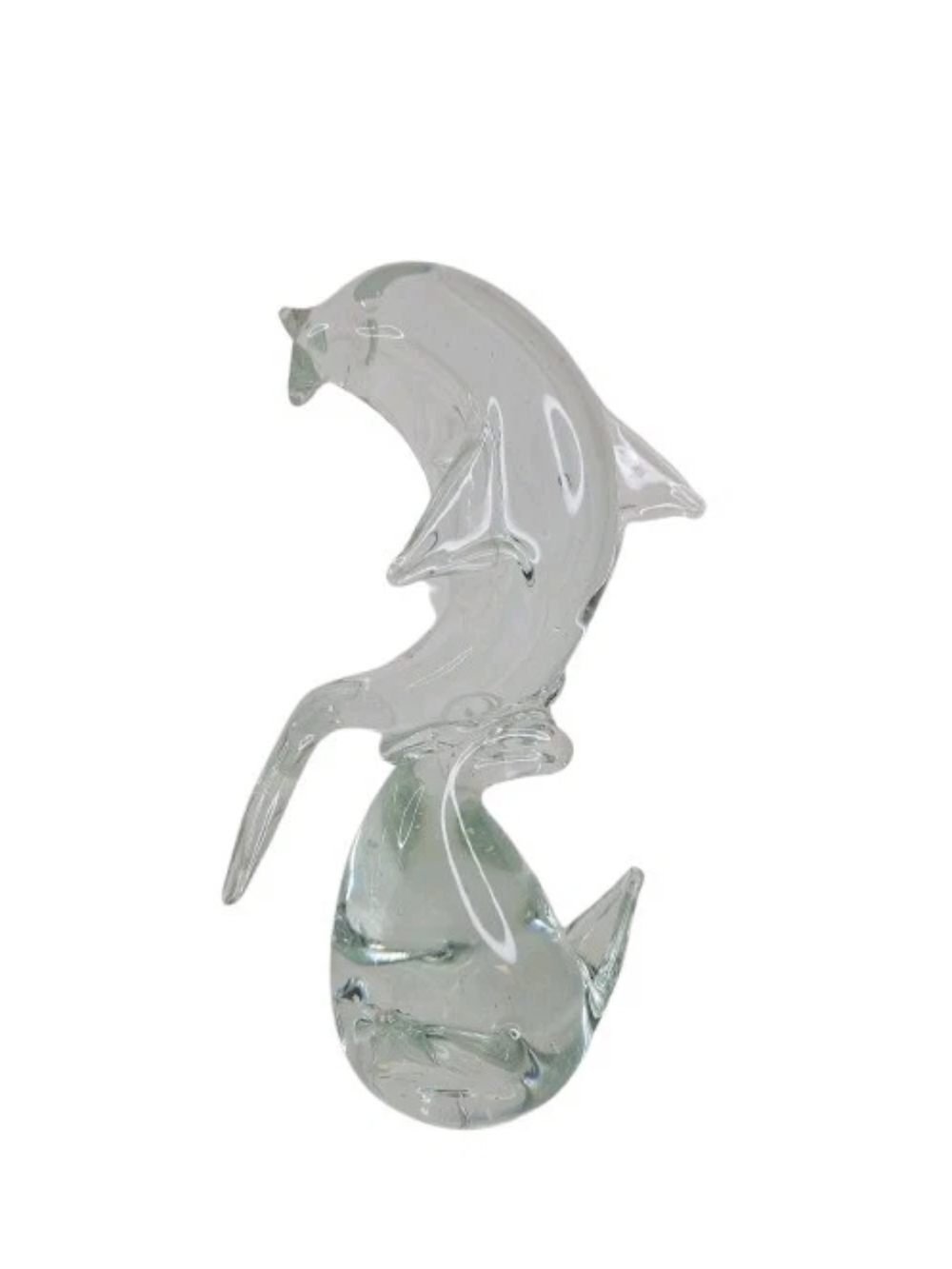 Clear Glass Dolphin Figurine - Decorative Aquarium Accent